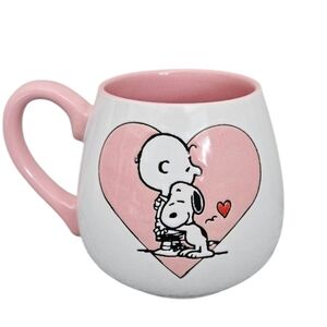 Peanuts Snoopy And Charlie Brown Valentines Day Ceramic Pink/White Coffee Mug